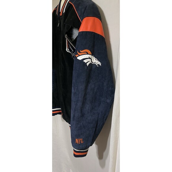NFL  Denver Broncos Leather Jacket Size XXL Needs Repair Rare Patches thrashed - Picture 16 of 16